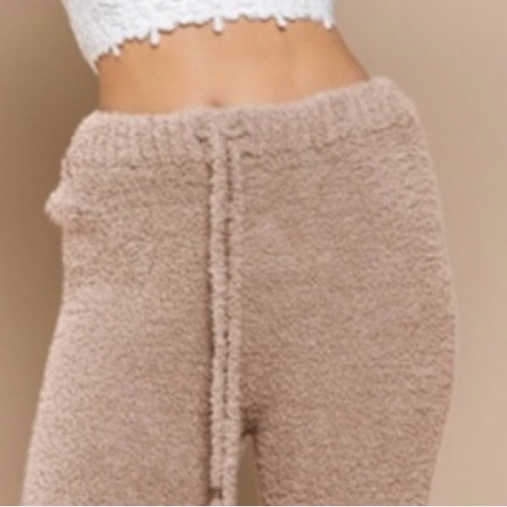 POL MOCHA TAN STRETCHY TEDDY STRAIGHT LEG LOUNGE PANTS SIZE MEDIUM NWOT - Picture 4 of 8